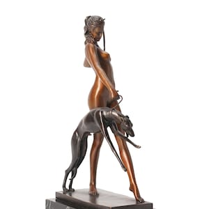 American Classic Sculpture - Girl with Dog, Vintage Bronze Sculptures, Bronze Sculpture Art Deco, Home Decor Statue image 5