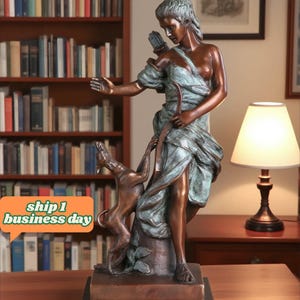 French Classical Sculpture - Diana the Huntress, Vintage Bronze Sculptures, Bronze Sculpture Art Deco, Home Decor Statue, Home Decoration