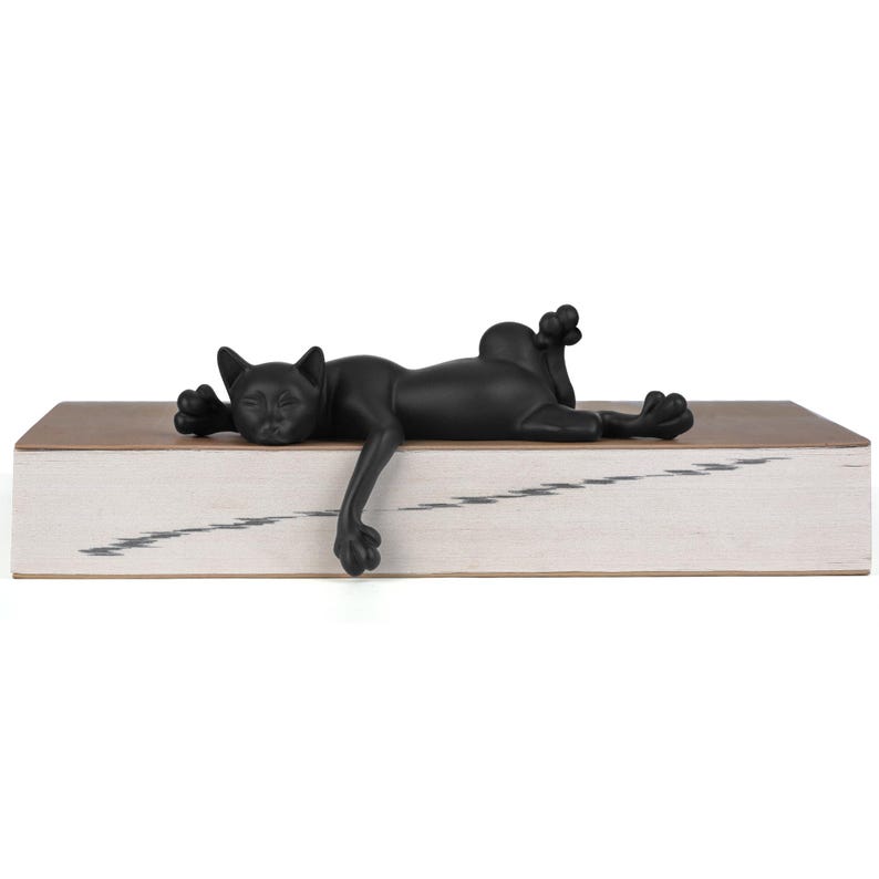 Minimalist Sleeping Cat Statue, Handmade Black Cat Figurine, Cat Sculpture Ornament, Home Decor Art, Gifts for Cat Lovers, Birthday Gifts image 10