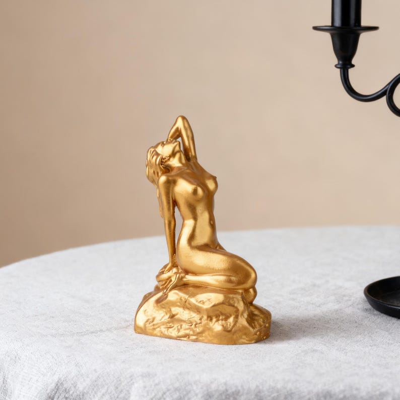 Art Nouveau Female Figurine, Naked Women Art Sculpture, Minimalist Woman Statue Abstract Desktop Ornament, Elegant Home Decor, Gift for Her image 4