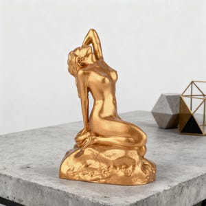Art Nouveau Female Figurine, Naked Women Art Sculpture, Minimalist Woman Statue Abstract Desktop Ornament, Elegant Home Decor, Gift for Her image 3