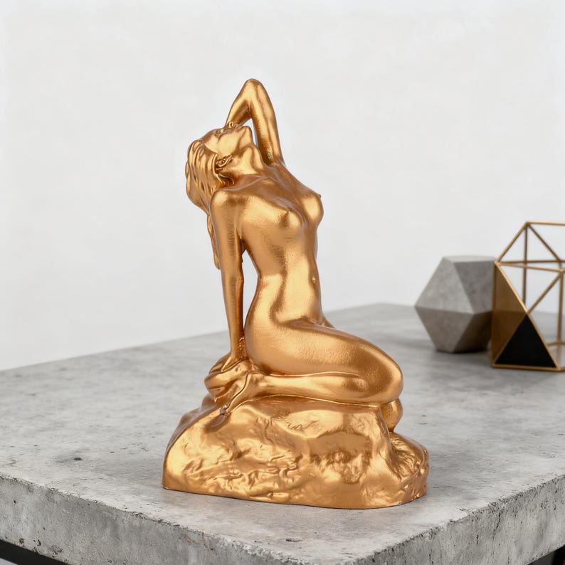 Art Nouveau Female Figurine, Naked Women Art Sculpture, Minimalist Woman Statue Abstract Desktop Ornament, Elegant Home Decor, Gift for Her image 3