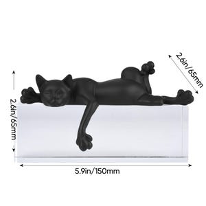 Minimalist Sleeping Cat Statue, Handmade Black Cat Figurine, Cat Sculpture Ornament, Home Decor Art, Gifts for Cat Lovers, Birthday Gifts image 2