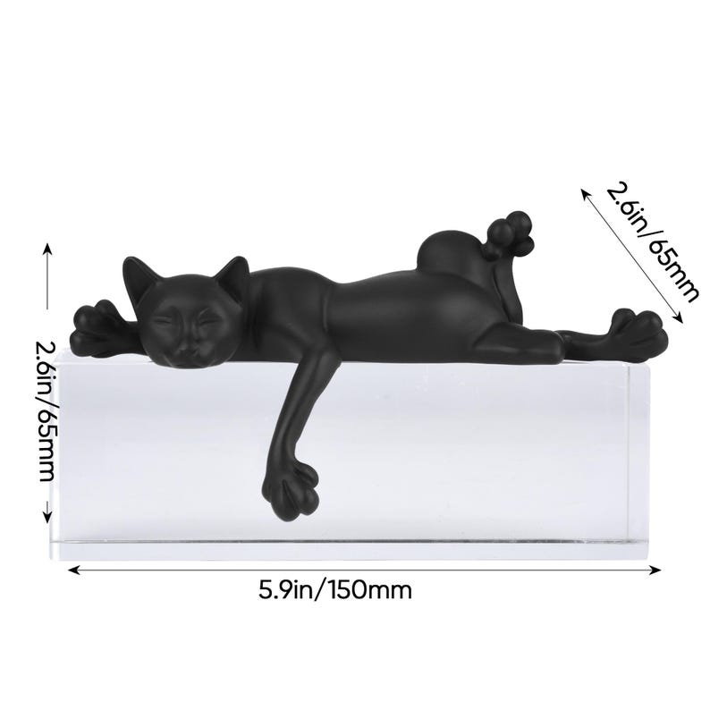Minimalist Sleeping Cat Statue, Handmade Black Cat Figurine, Cat Sculpture Ornament, Home Decor Art, Gifts for Cat Lovers, Birthday Gifts image 2