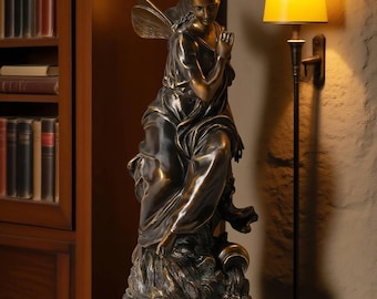 French Bronze Angel Sculpture - Mathurin Moreau Replica - Marble Base, Home Decor, Gifts