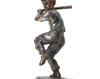 Bronze Baseball Player Sculpture: Italian Art Deco Statue on Marble, Sculpture Ornament, Home Decor Art, Gifts for Baseball Lovers