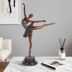 Bronze Ballet Dancer Sculpture: Italian Art Deco Statue on Marble Base, Home Decor, Gifts