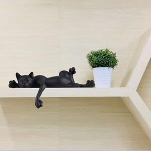 Minimalist Sleeping Cat Statue, Handmade Black Cat Figurine, Cat Sculpture Ornament, Home Decor Art, Gifts for Cat Lovers, Birthday Gifts image 6