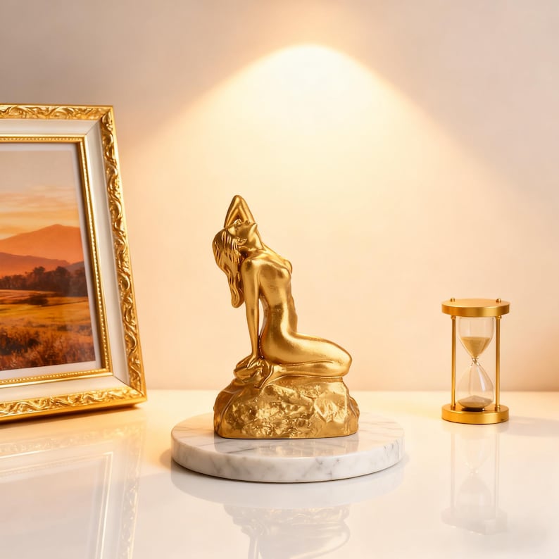 Art Nouveau Female Figurine, Naked Women Art Sculpture, Minimalist Woman Statue Abstract Desktop Ornament, Elegant Home Decor, Gift for Her image 8