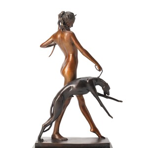 American Classic Sculpture - Girl with Dog, Vintage Bronze Sculptures, Bronze Sculpture Art Deco, Home Decor Statue image 6