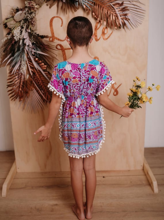 kids boho dress Gubotare Kids Boho Dress Toddler Girls Dress Kids Short Sleeve Casual Basic Playwear Dresses 5T 6T (Yellow,5-6 Years), Girl's