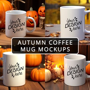 White Coffee Mug Mockup Set for Fall