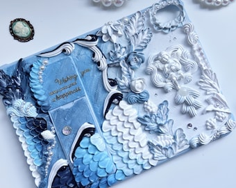Customized Handmade Tablet Case for All Brand, iPads, Galaxy Tab etc, Baroque-Inspired Cream Glue Case