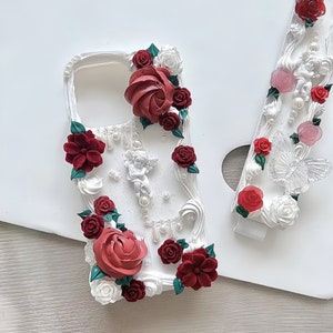 Funda de teléfono personalizada hecha a mano para todas las marcas, iPhone, Samsung Oneplus, etc., funda de pegamento crema de inspiración barroca Decoden