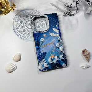 Custom Handmade Phone Case for Birthday for Christmas for Her for Girlfriend for Wife for SIster, Decoden Mermaid-Inspired Cream Glue Case image 8