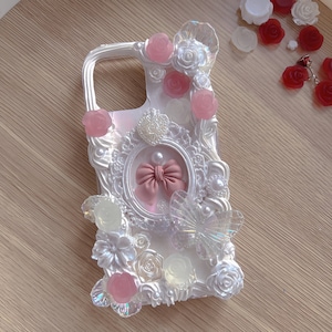 Customized Handmade Phone Case in Black and Gold for All Brand, Iphone, Samsung and Oneplus etc, Decoden Baroque-Inspired Cream Glue Case image 1