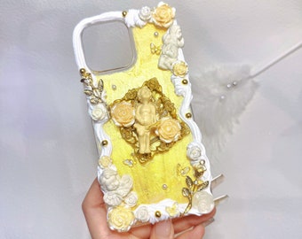 Customized Handmade Phone Case for Mother's day, for Christmas, For thanksgiving, Decoden Baroque-Inspired Cream Glue Case for Mom, for her