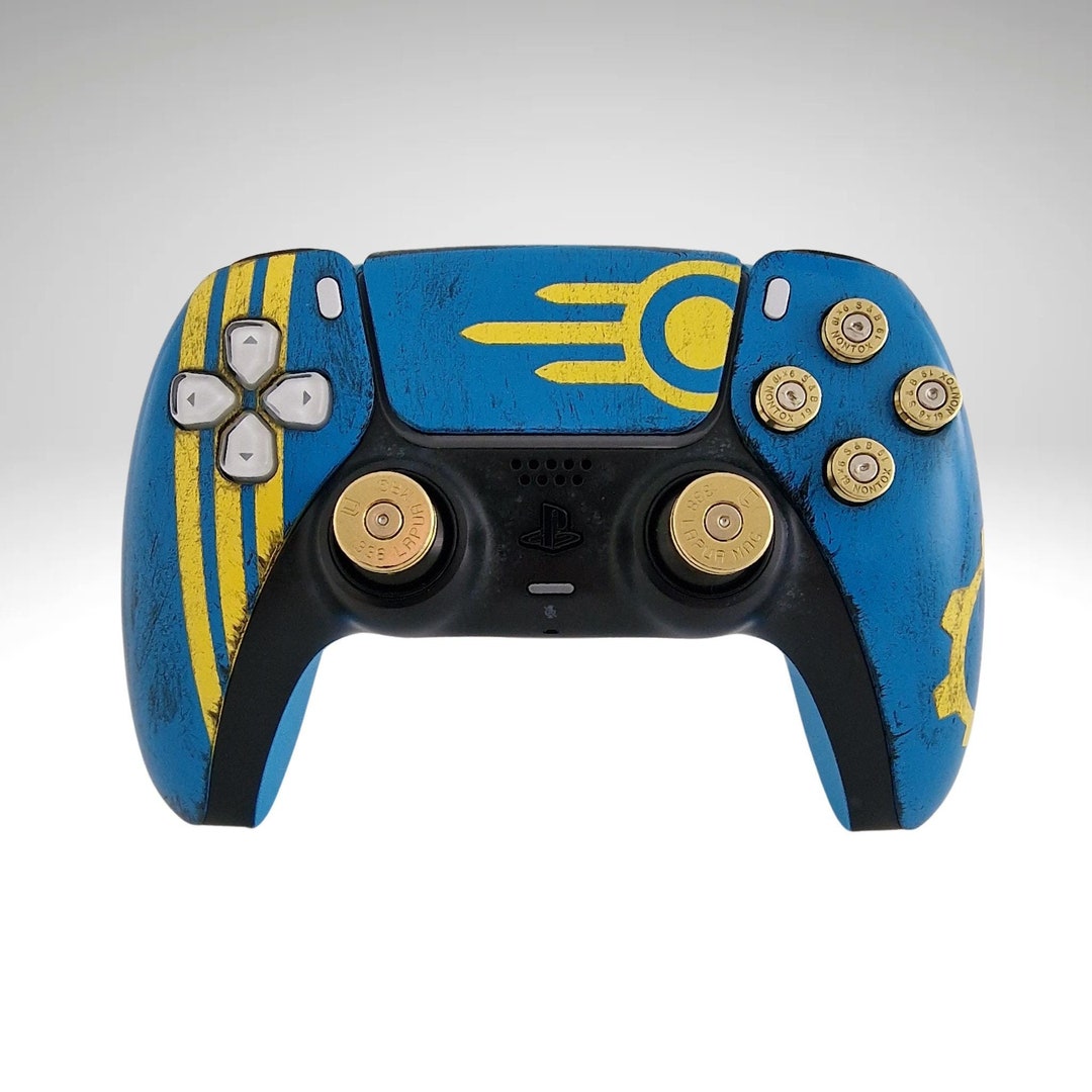 Vault Tech Button Hand Painted Playstation 5 Vault Tech Inspired Controller With Real ...