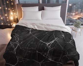 Black Marble Comforter Porcelain Bedding Granite Black Comforter Marble Comforter Modern Style Bedding Black Comforter Glam Comforter Black