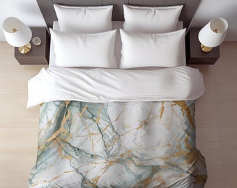 Glam Comforter Green Abstract Design Comforter Marble Bedding Marble Inspired Comforter Abstract Comforter Modern Bedding Green Comforter