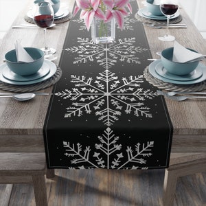 Snow Table Runner Winter Table Runner for Christmas Decor for Table Christmas Decor Glam Table Runner for Christmas Silver Table Runner
