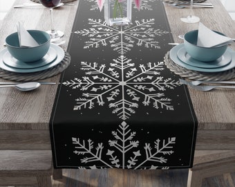 Snow Table Runner Winter Table Runner for Christmas Decor for Table Christmas Decor Glam Table Runner for Christmas Silver Table Runner