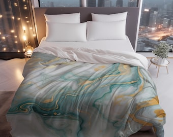 Blue Comforter Glam Comforter Blue Abstract Design Comforter Marble Bedding Marble Inspired Comforter Abstract Comforter Modern Style Bed