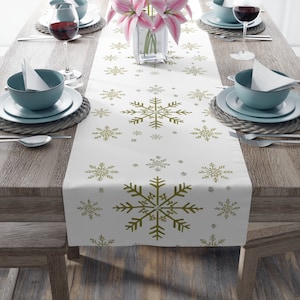 Winter Table Runner Christmas Table Runner for Christmas Decor for Table Winter Decor Modern Style Table Runner for Xmas Gold Table Runner