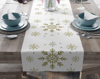 Winter Table Runner Christmas Table Runner for Christmas Decor for Table Winter Decor Modern Style Table Runner for Xmas Gold Table Runner