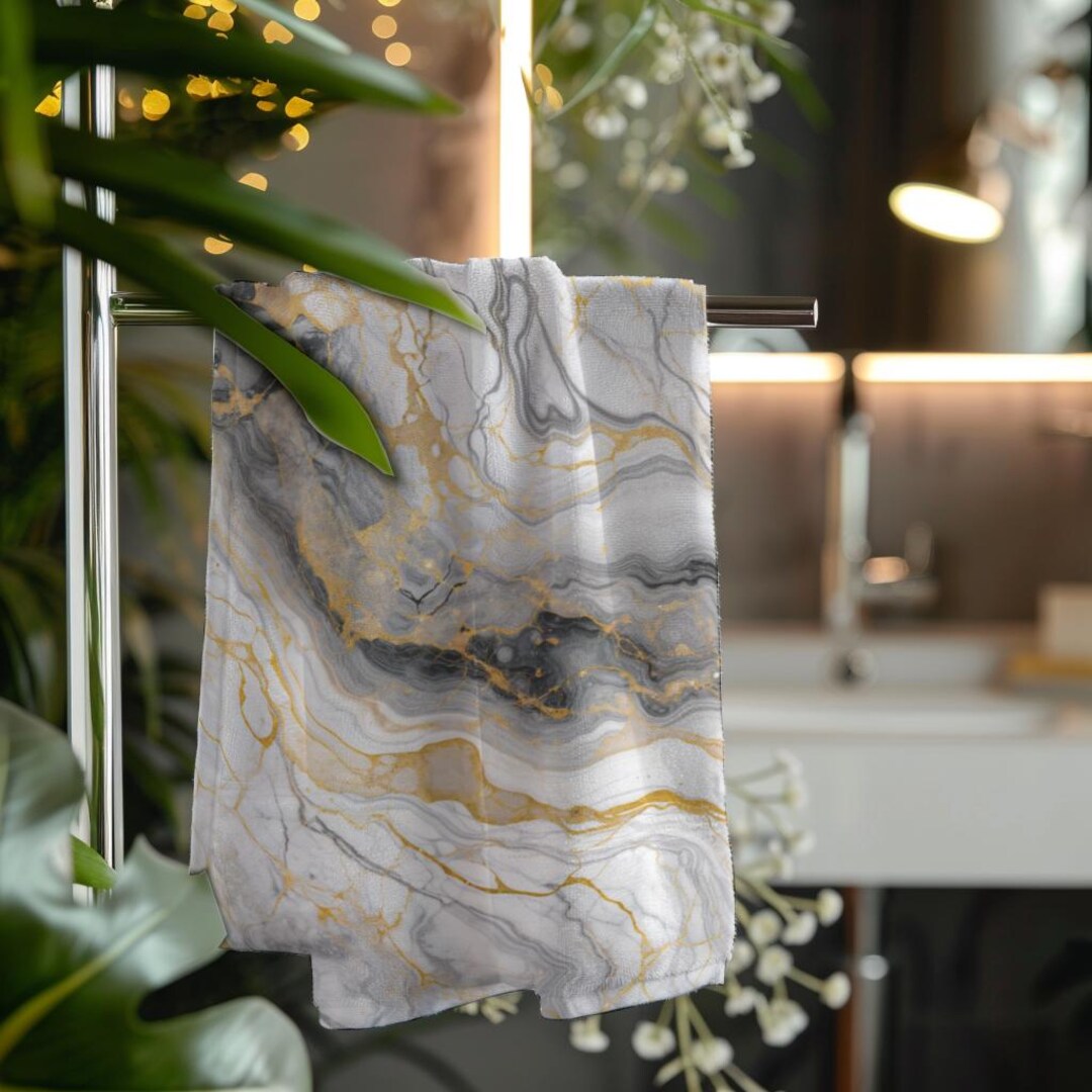 Marble Design Hand Towel Quartz Towel Abstract for Bath Decoration ...