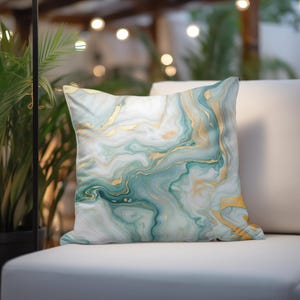 Marble Pillow Indoor Marble Cushion Marble Design Pillow Marble for Decoration Pillow Case Modern Style Pillow Cover Blue Pillow Glam Style