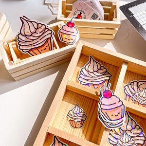 Ensemble d'autocollants holographiques pour petits gâteaux - un cadeau idéal pour les amateurs de boulangerie ! Autocollants culinaires pour les fans de pâtisseries : décorez des agendas et des cahiers !