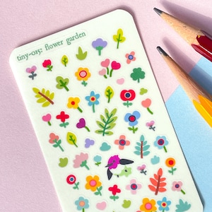 Mini agenda 015 Jardin de fleurs et colibris Feuille d'autocollants pour le jardinage, journaux de plantes et journaux ! Cadeau idéal pour les amoureux de la nature et des oiseaux.