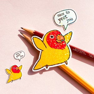 Sticker inséparable en colère Yeet you - un cadeau idéal pour les amateurs d'oiseaux grincheux ! Ornithologie en éventail pour l'ornithologie : carnets et horaires pour l'organisation