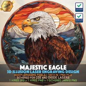 Laser Engraving File | 3D illusion PNG | Lightburn File | PNG Engraving | Glowforge | Xtool | Laser PNG | Majestic Eagle | Flying Eagle