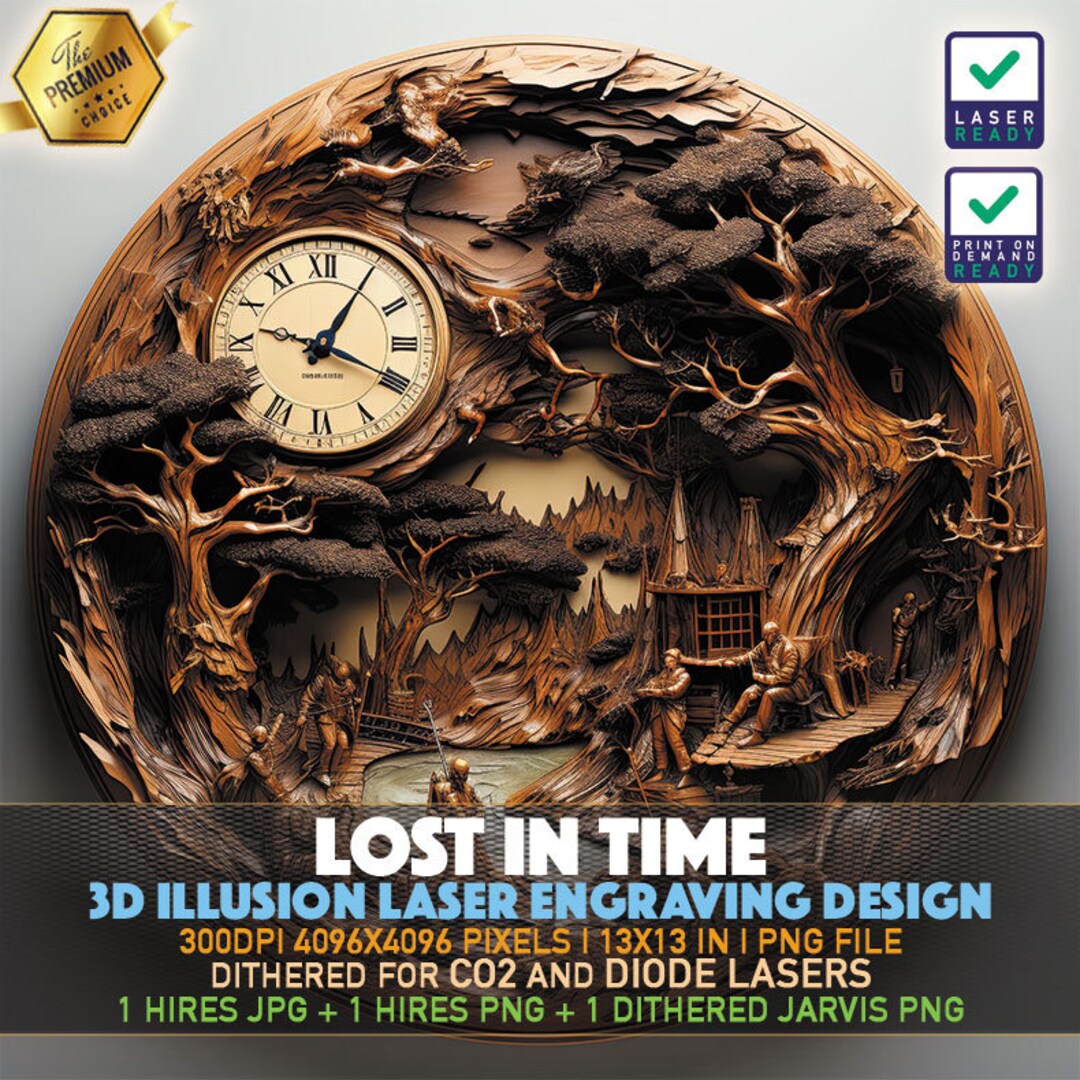 Laser Engraving File 3D Illusion PNG Lightburn File PNG Engraving