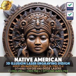 Laser Engraving File | 3D illusion PNG | Lightburn File | PNG Engraving | Glowforge | Xtool | Laser PNG | Traditional Native Indian American