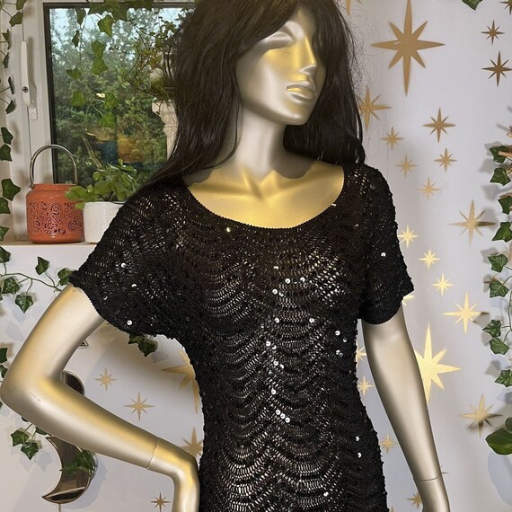 Vintage Sequin Dress | Whimsigoth Sheer Body Con … - image 3