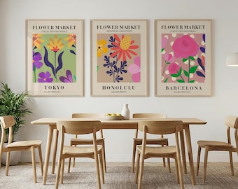 Pastel Flower Market Prints – Botanical Gallery Set (3 Pieces)