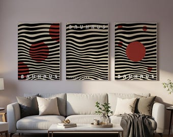 Bauhaus Prints, Bauhaus Posters Set of 3, Modern Art Prints, Bauhaus Wall Art, Home Office Decor, Living Room Decor