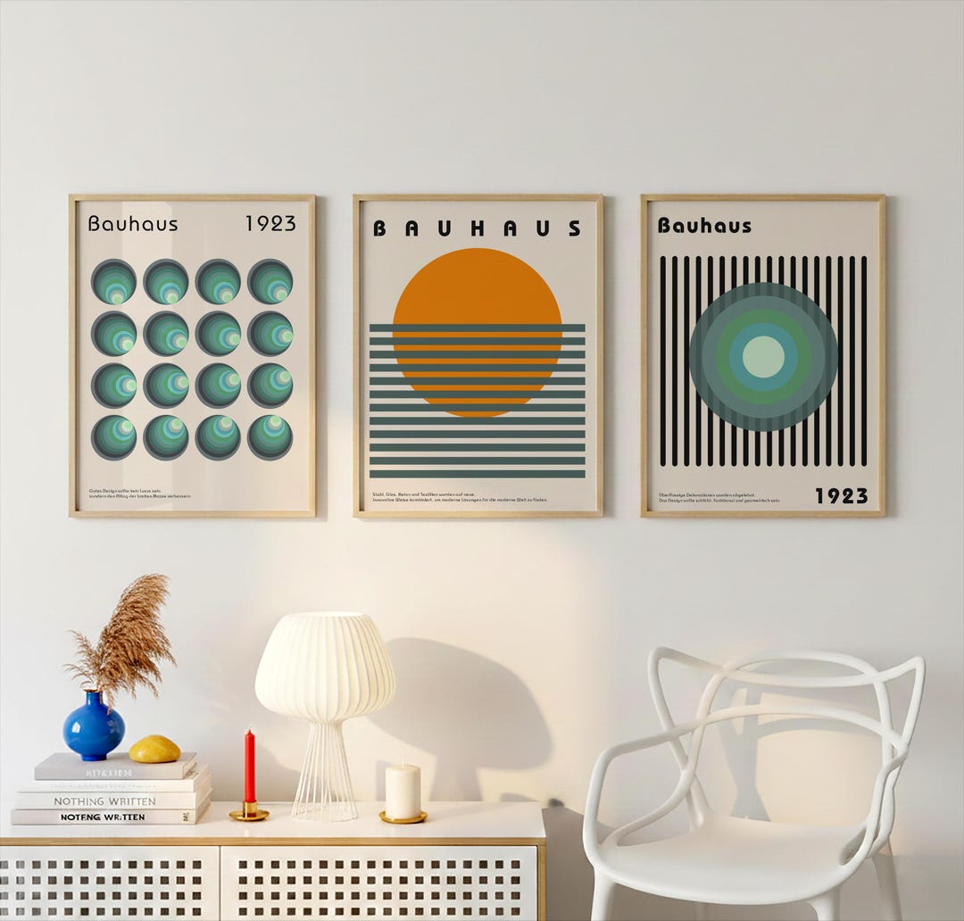 Bauhaus Poster Set of 3, Mid Century Modern Geometric Prints - Etsy