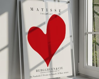 Kunstprints - Henri Matisse Heart Art Prints, abstracte uitgesneden liefdesposter, moderne Valentijnsdag muurdecoratie