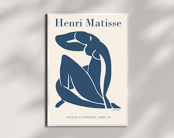 Henri Matisse Prints navy blue Poster, Matisse Exhibition Print, Mid-Century Modern Wall Art, Museum Quality