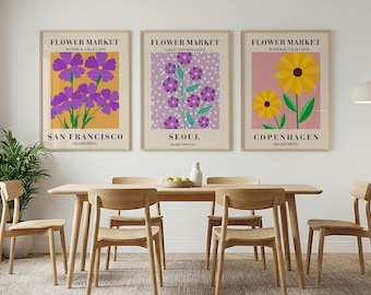 Flower Market Botanical Prints, Trio set