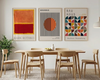 Juego de 3 pósteres retro Bauhaus
