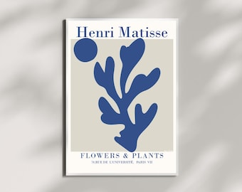 Matisse Prints - Minimalist Navy Cream Geometric Poster, Scandinavian Art Print, Modern Abstract Wall Decor, Office Art