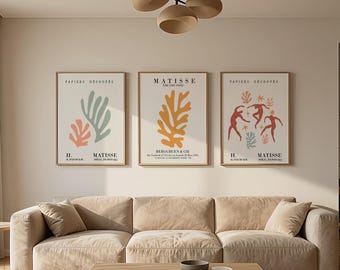 Set of 3 Matisse Cut Outs Posters – Vintage Art Prints for Room Decor