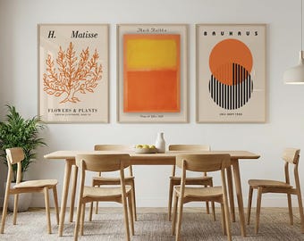 Rothko Art Poster Exhibition - Set of 3 Prints, Matisse, Bauhaus Modern Wall Art