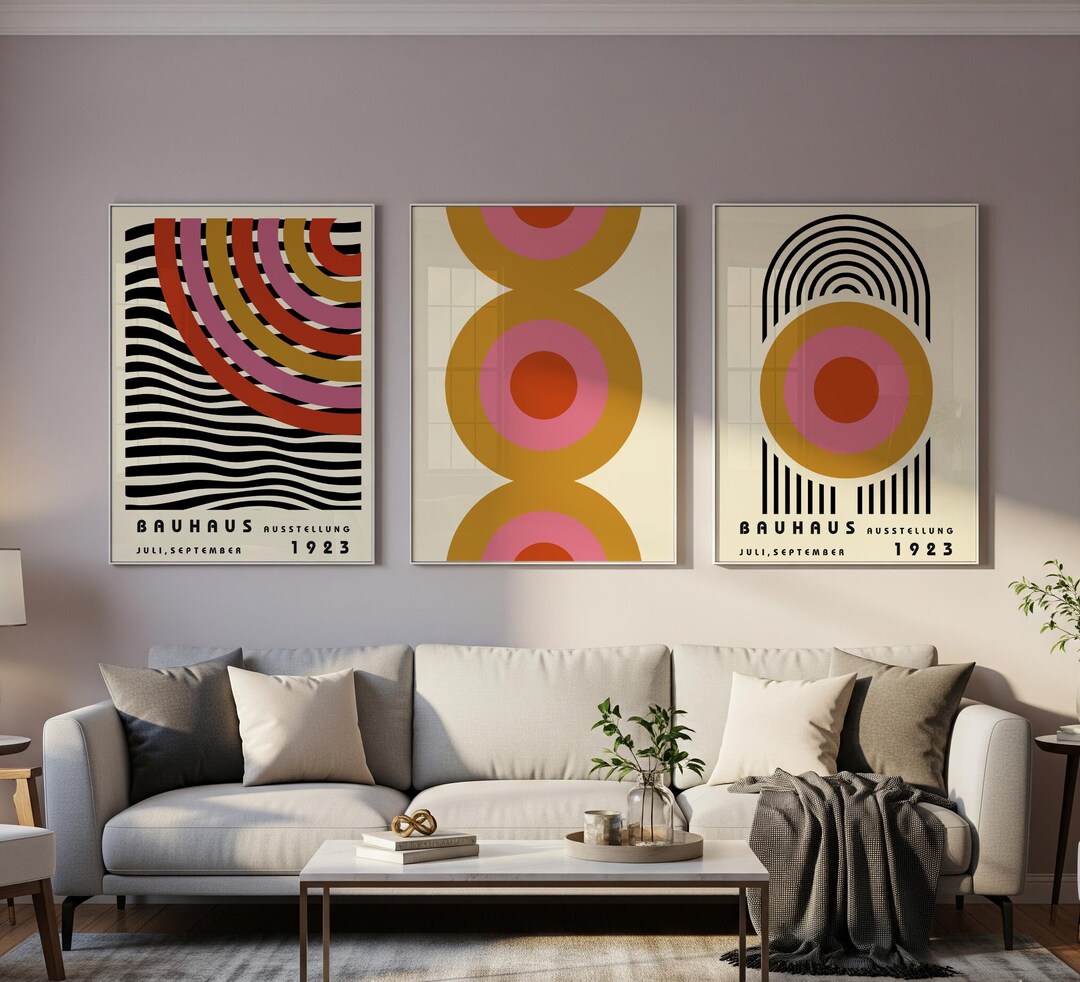 Bauhaus Style Poster Set of 3, Abstract Gallery Wall Art - Etsy