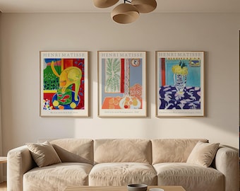 Matisse Trio Wall Art Set, Henri Matisse Prints Set of 3, Mid Century Modern Wall Decor, Exhibition Gallery Print